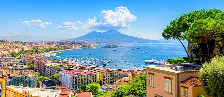 View of the coast of Naples on the Amalfi Coast in Italy