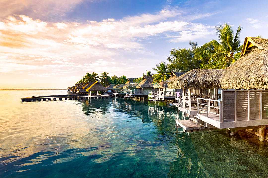 Island in Fiji at sunset