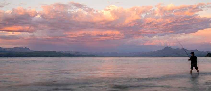 Fly fishing on Naheul Haupi Lake in Bariloche, Argentina