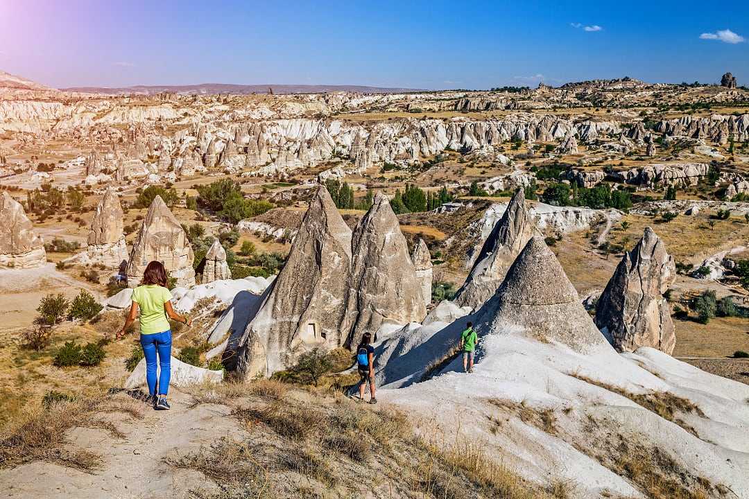 Teens hiking in Cappadocia, Turkey