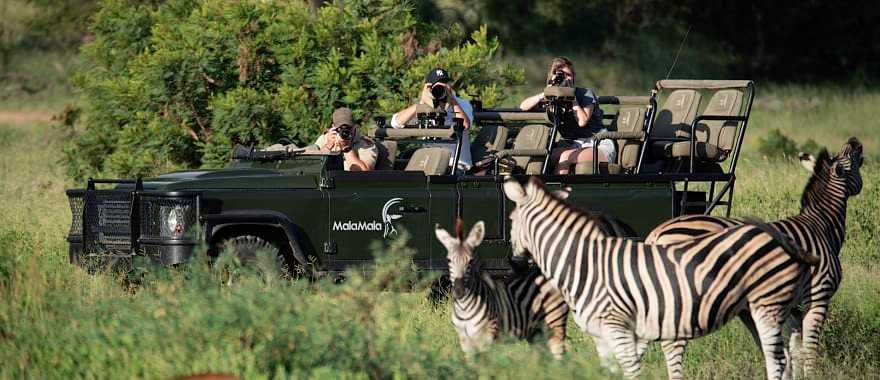 Photography safari game drive in MalaMala Game Reserve, South Africa.  Photo courtesy MalaMala Camp
