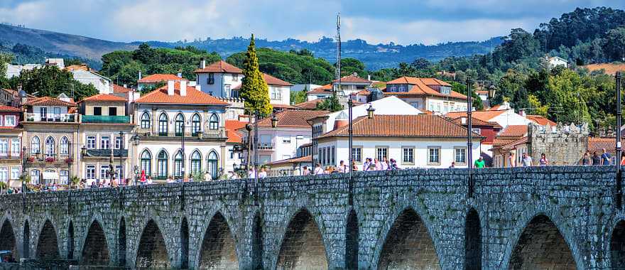 Riverside of Ponte de Lima village in Portugal.