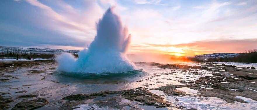 The Strokkur geyser erupting, Iceland
