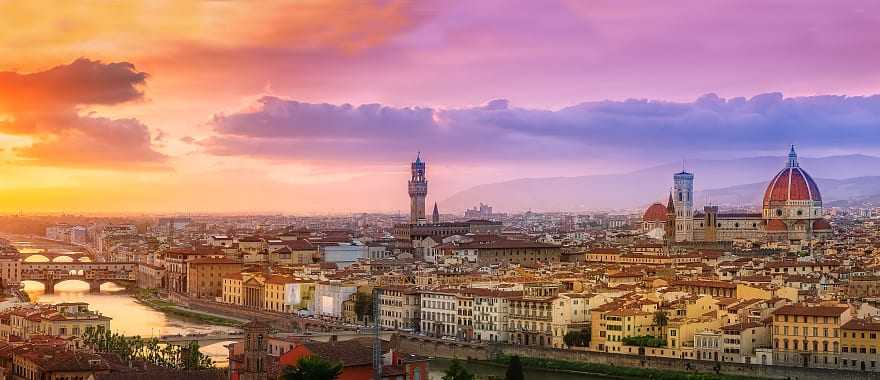 Romantic Florence, Italy at sunset.