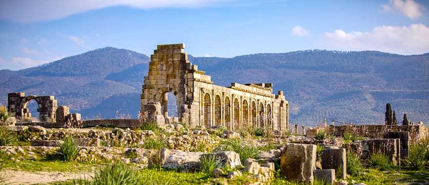 Ruins of an ancient Roman city in Volubilis, Morocco