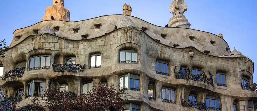 The whimsical architecture of Casa Mila, home designed by Antoni Gaudí, Barcelona, Spain