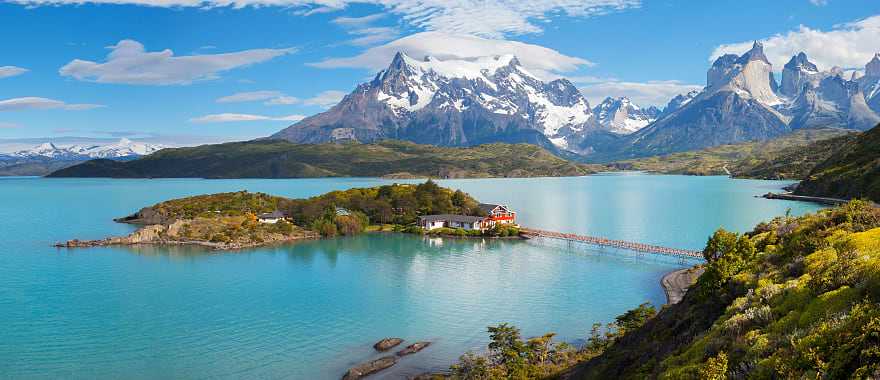 Lake Pehoe in Patagonia, Chile