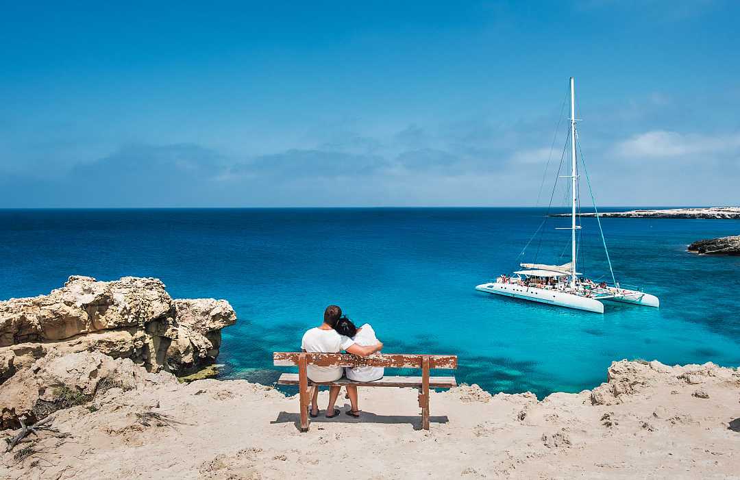 Couple enjoying the view in Ibiza, Spain