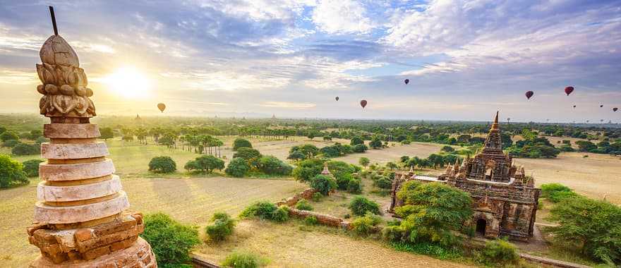 Pagoda landscape in the plain of Bagan