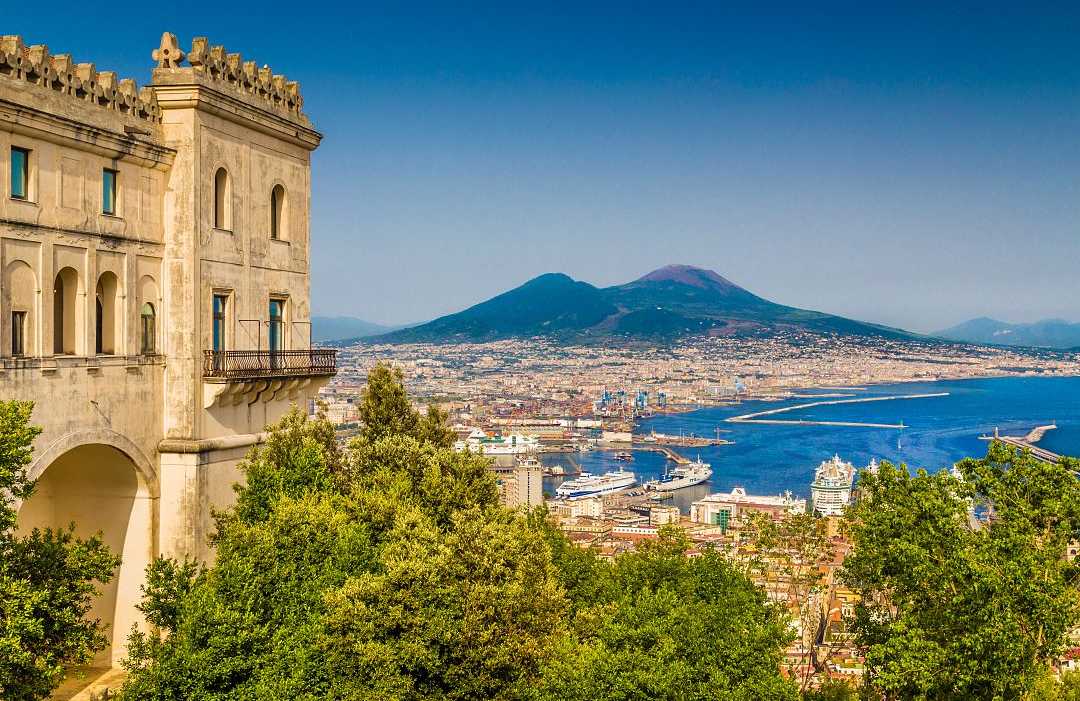 Naples, Italy City of Naples with famous Mount Vesuvius in the background
