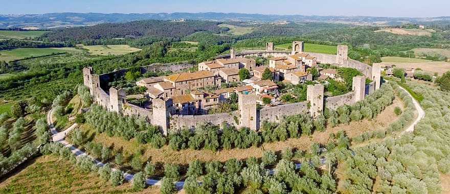 Monteriggioni, medieval town on a hill in Tuscany, Italy