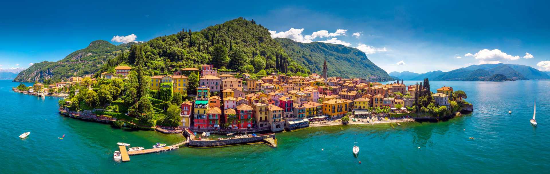 Aerial view of Verenna on Lake Como in Italy.