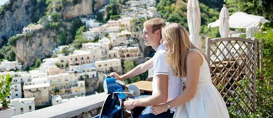 Couple in Positano on the Amalfi Coast, Italy Couple in Positano on the Amalfi Coast, Italy