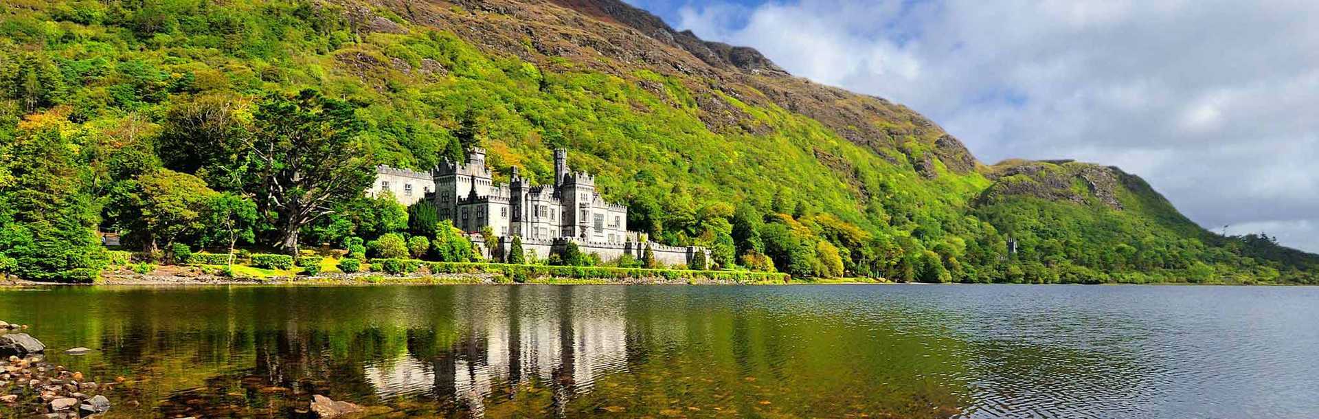 View of Kylemore Abbey in Galway, Ireland.