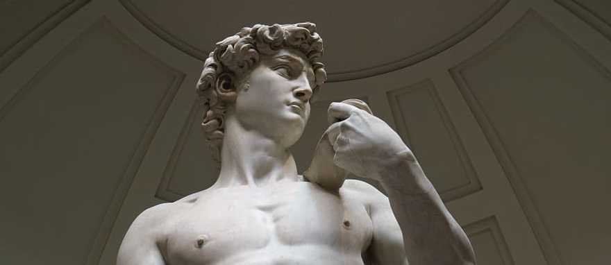 David is a marble statue by Michelangelo at the Academy of Fine Arts in Florence, Italy David is a marble statue by Michelangelo at the Academy of Fine Arts in Florence, Italy