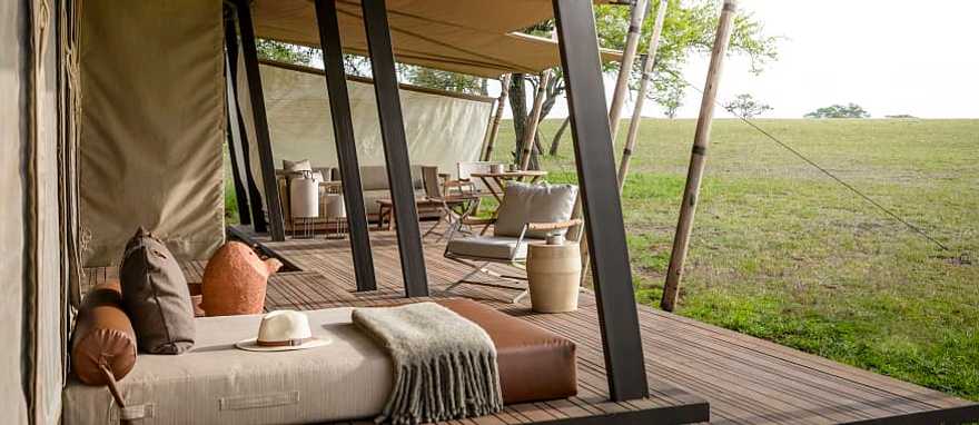 Tanzania, Serengeti. Photo courtesy: Singita Sabora Tented Camp Luxury tent on Serengeti, Tanzania