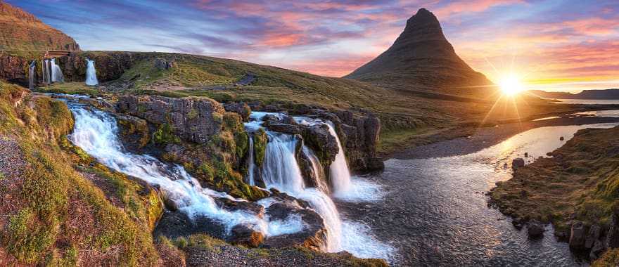 Kirkjufellsfoss and Kirkjufell on the Snæfellsnes peninsula, Iceland