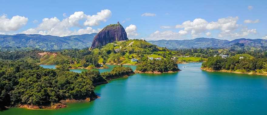 Rock of Guatapé and Peno Lake in Colombia
