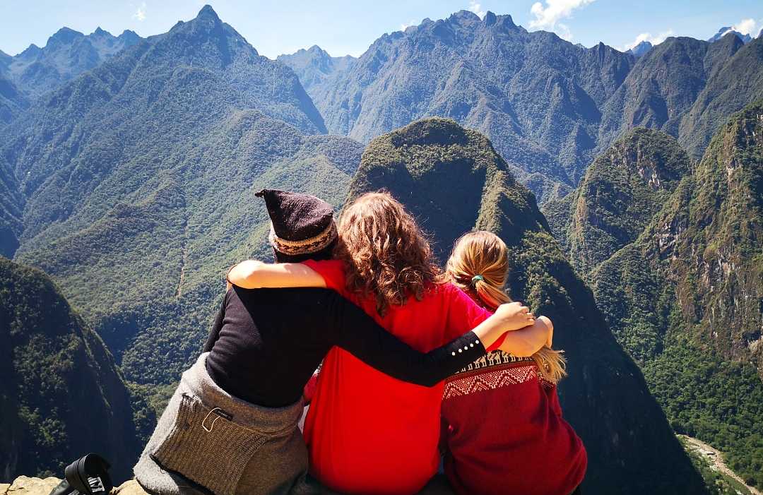 Machu Picchu, Peru Family in Machu Picchu, Peru
