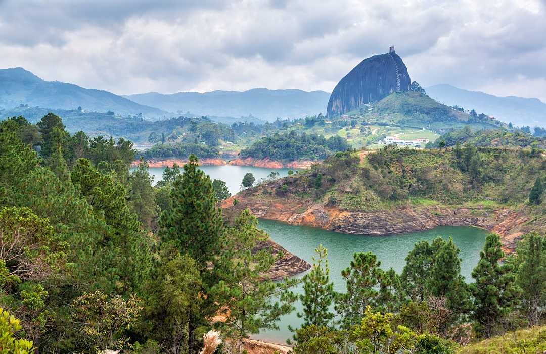 View of The Rock of Guatapé in Antioquia, Medellin, Colombia.