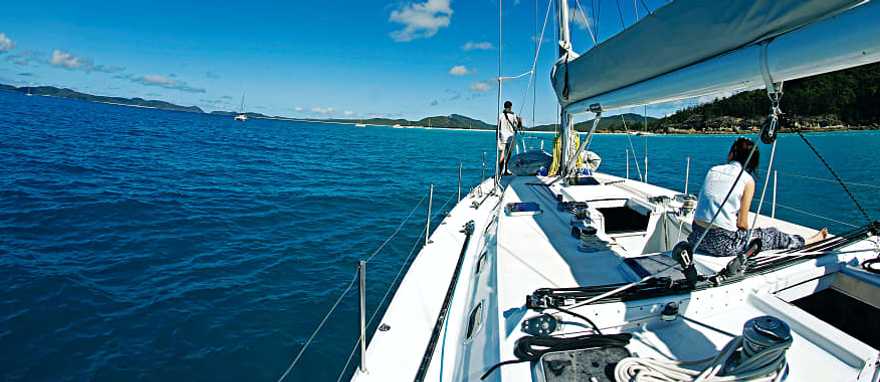 Boat sailing the Whitsundays in Australia Boat sailing the Whitsundays in Australia
