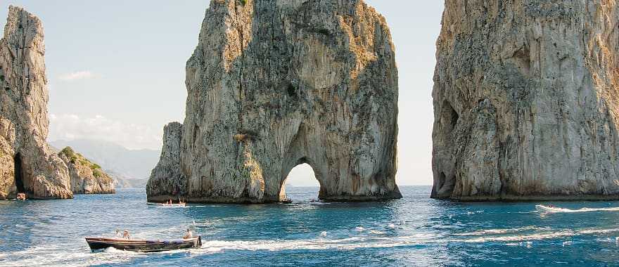 The Faraglioni rock formations of Capri, Italy