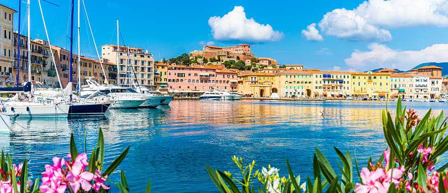 The town and port of Portoferraio on Elba Island, Italy