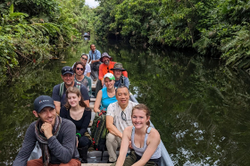 Zicasso staff on a river boat tour in the Amazon rain-forest