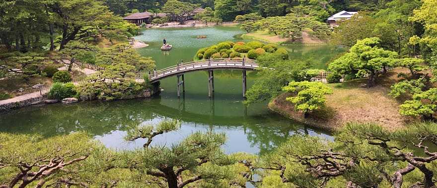 Ritsuri Coen Garden on Shikoku Island is one of the most famous in Japan