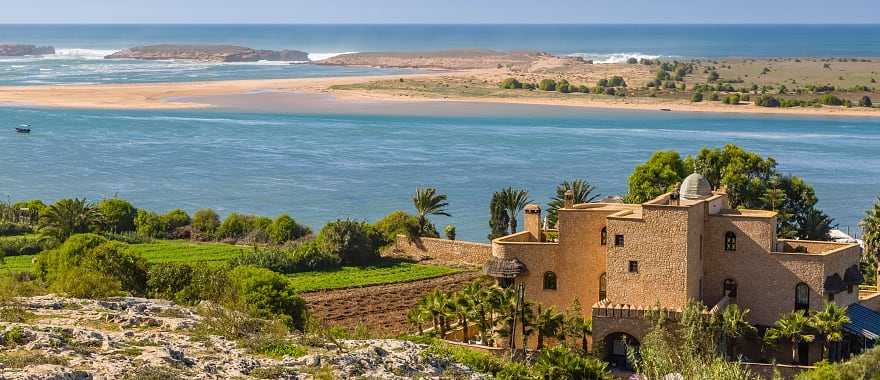 Beach and lagoon in Oualidia, Morocco