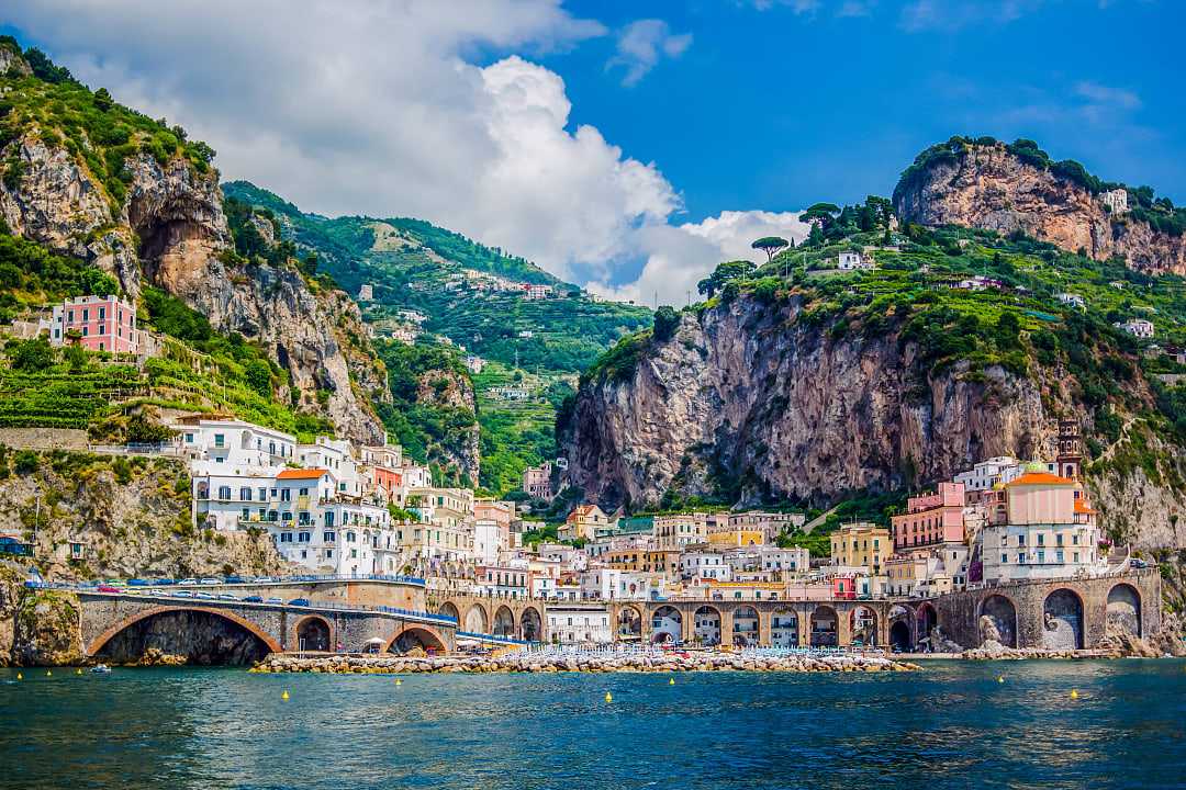 Beautiful architecture of a village on the Amalfi Coast in Italy 