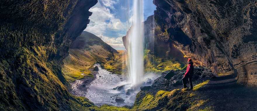 waterfall valley new zealand steep torrent group mountain blue