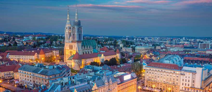 City square and cathedral at twilight in Zagreb, Croatia City square and cathedral at twilight in Zagreb, Croatia