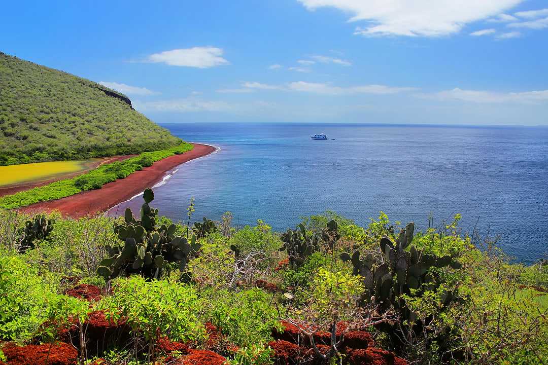 Cruise by Red Sand Beach, Rabida Island in the Galapagos