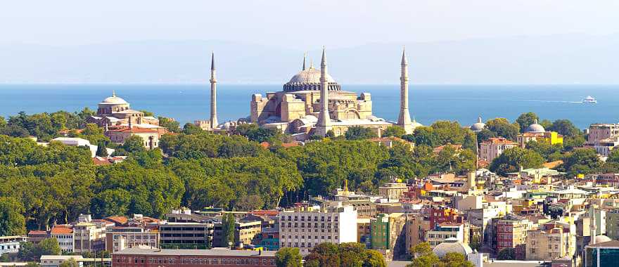 View of Istanbul and Hagia Sophia Church in Turkey