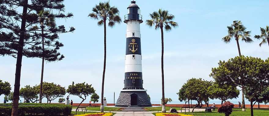 La Marina Lighthouse on Miraflores district in Lima, Peru 
