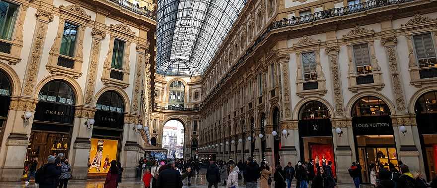 Gallery of Victor Emmanuel II, an architectural monument, one of the tourist attractions of Milan, Italy