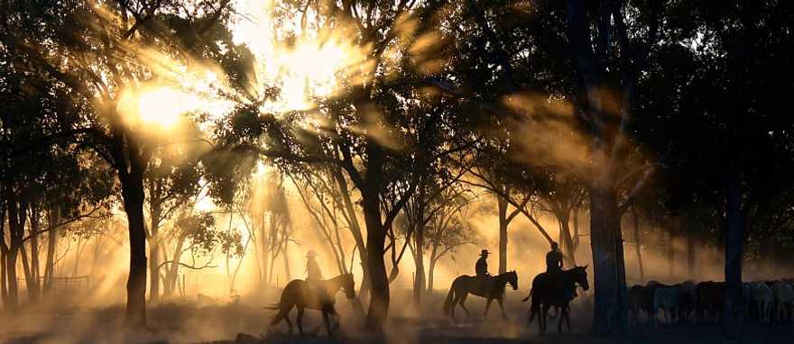 Cattle station in Queensland, Australia Family at a cattle station in Queensland, Australia
