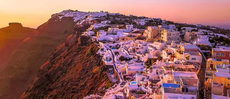 Romantic Santorini island at sunset, Greece