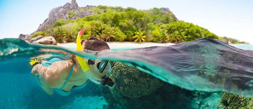 Snorkeling in the Seychelles.