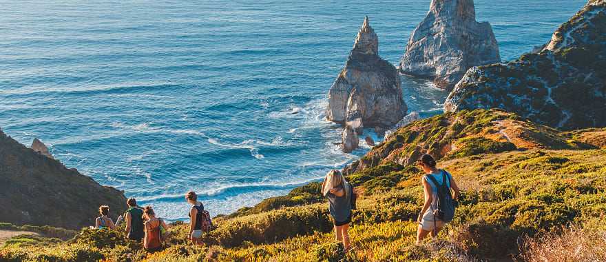 Hiking Cape Roca on the coast in Sintra, Portugal