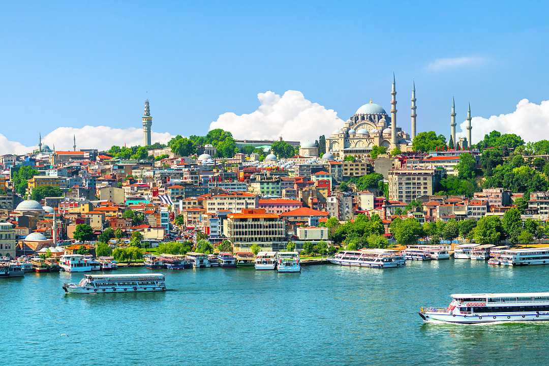 Golden Horn in Istanbul and view of Suleymaniye Mosque