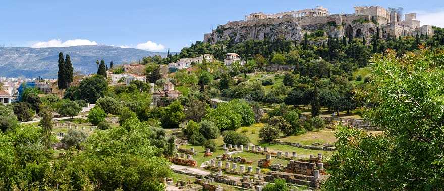 View of the Acropolis and the ancient Agora of Athens, Greece