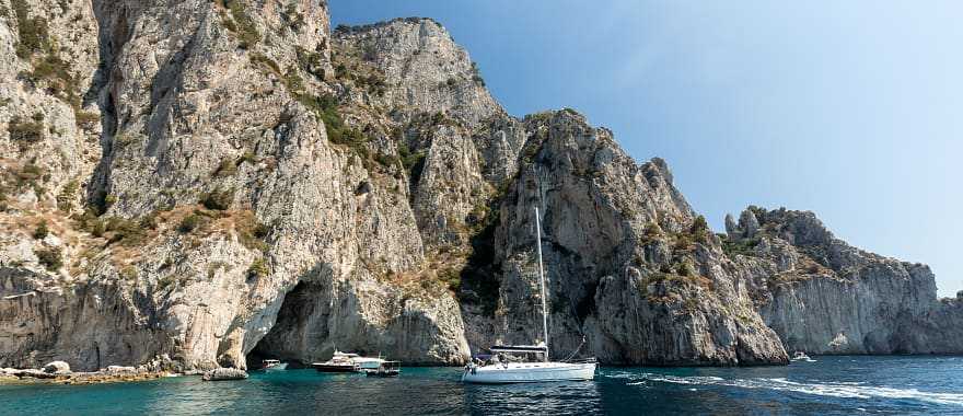 Exploring caves long the Amalfi Coast of Italy