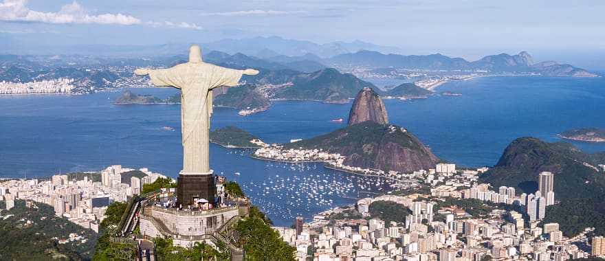 Cityscape with Christ the Redeemer statue in Rio de Janeiro, Brazil