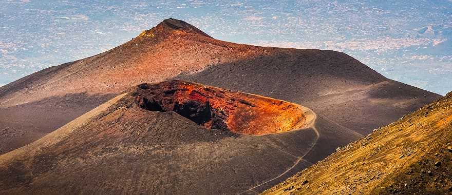 Crater of Etna, the highest active volcano in Europe