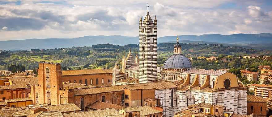 View of the city and cathedral of Siena, Italy
