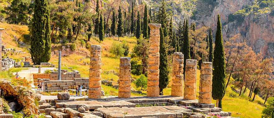 The Temple of Apollo in Delphi is an archaeological site in Greece on Mount Parnassus.