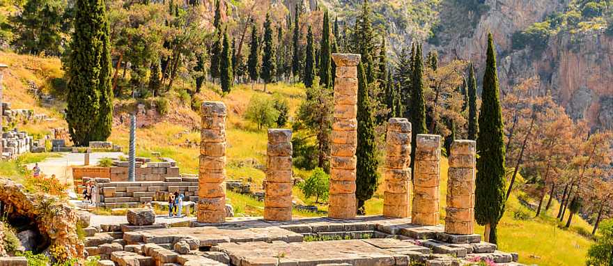 The Temple of Apollo in Delphi is an archaeological site in Greece on Mount Parnassus.