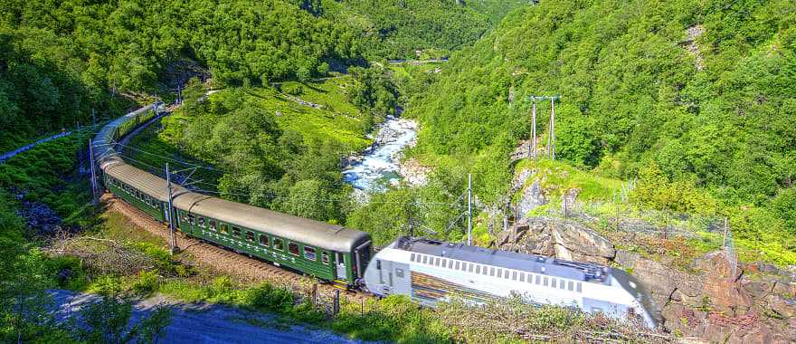 Flam railway in Aurland, Norway 